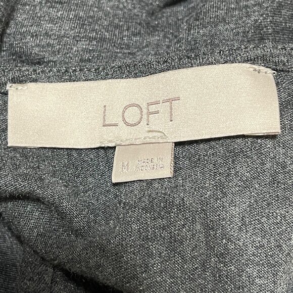 Loft Shirt Tee V-Back Side Tie Grey Size M Medium Cotton Modal - Picture 5 of 6